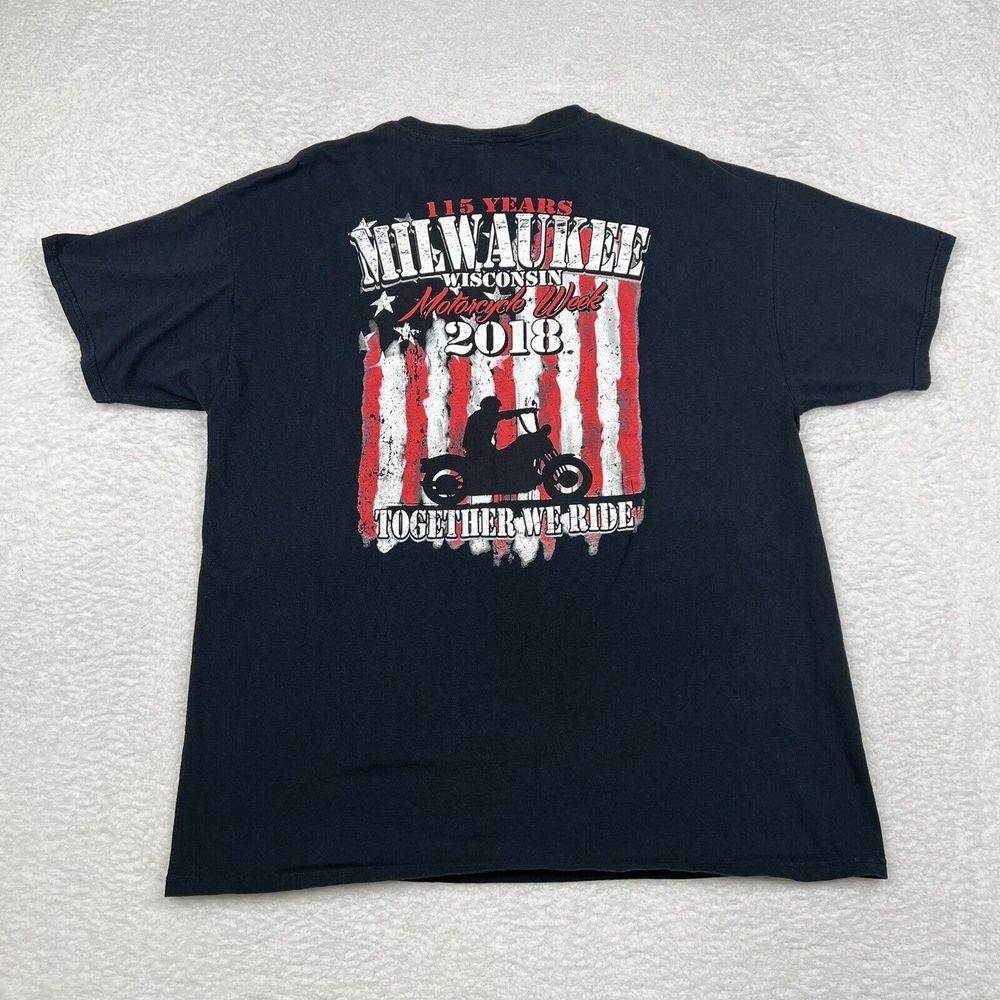 Milwaukee Shirt Adult XL Black Wisconsin Motorcycle Week 115 Years Tee‎ VTG Y2K
